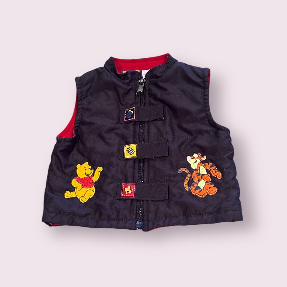 Vintage Baby Winnie The Pooh & Tigger Navy Blue Vest w/Embroidery Sz 6/9 Mon